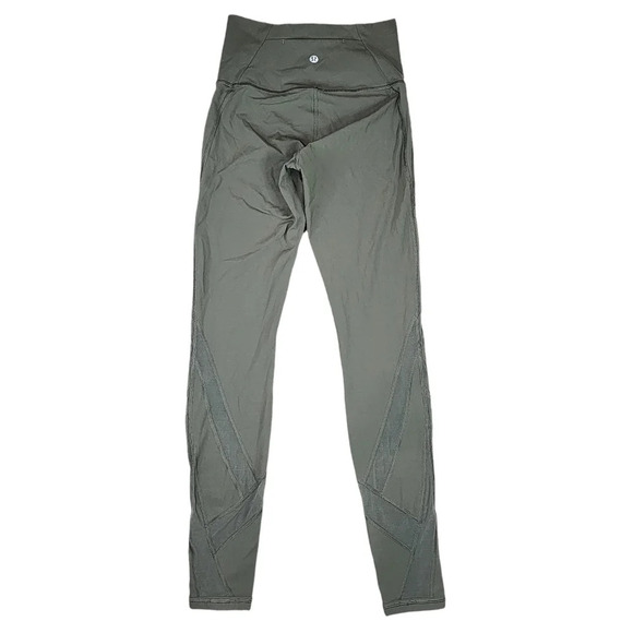 Lululemon Wunder Under High Rise Sage Green Mesh Leggings Size 4 - Picture 3 of 11